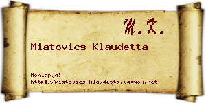 Miatovics Klaudetta névjegykártya